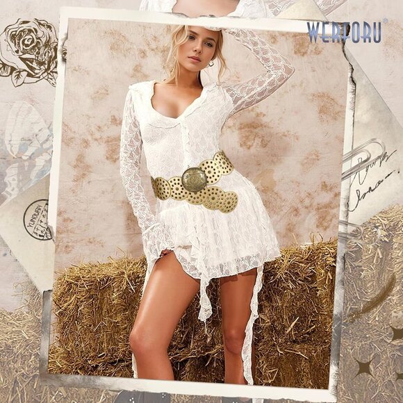 ⚡Women Vintage Leather Boho Belt Western Disc Waist Belt for Dress or Jeans - Picture 5 of 6